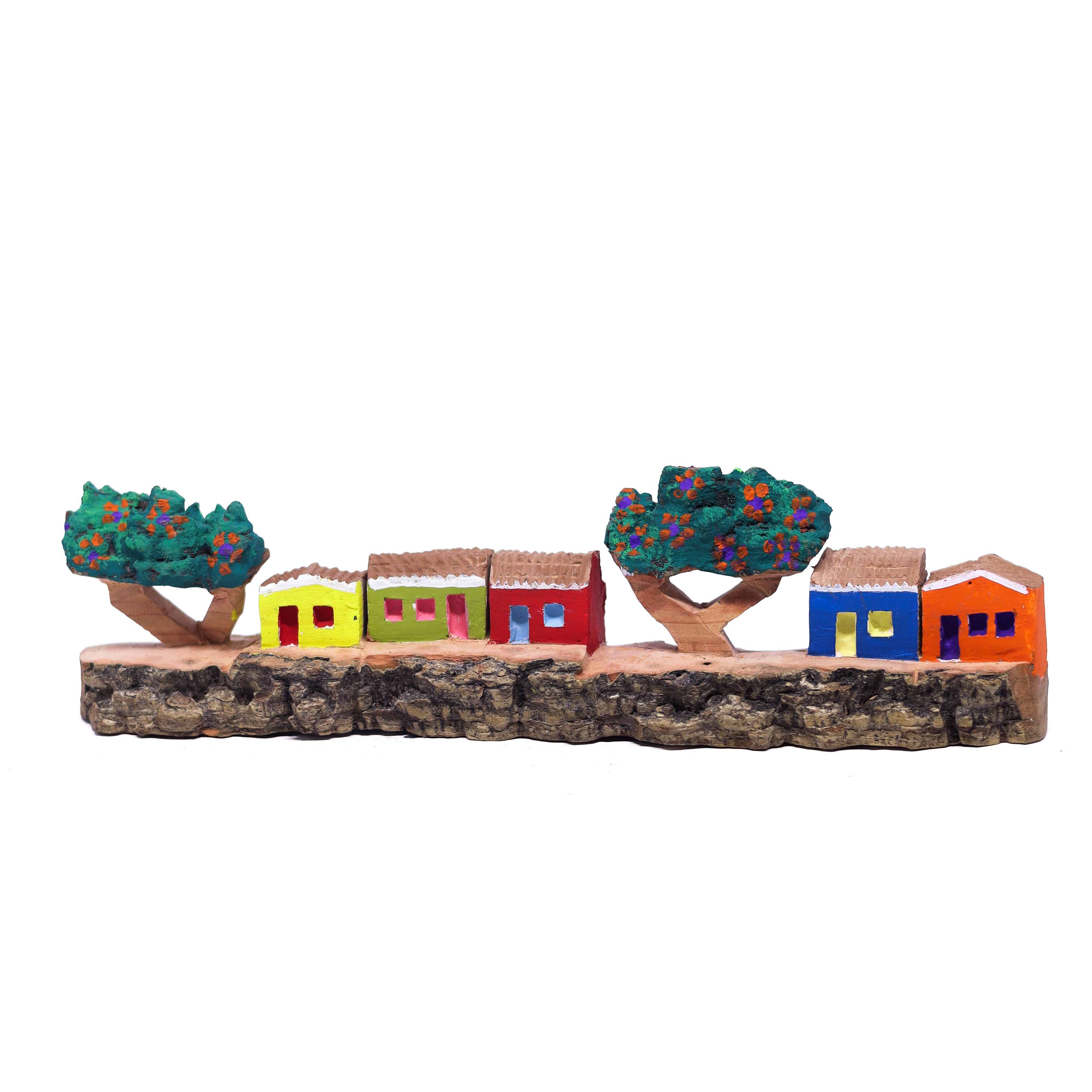 Escultura Casinha Talhada na Madeira CMS 22 cm