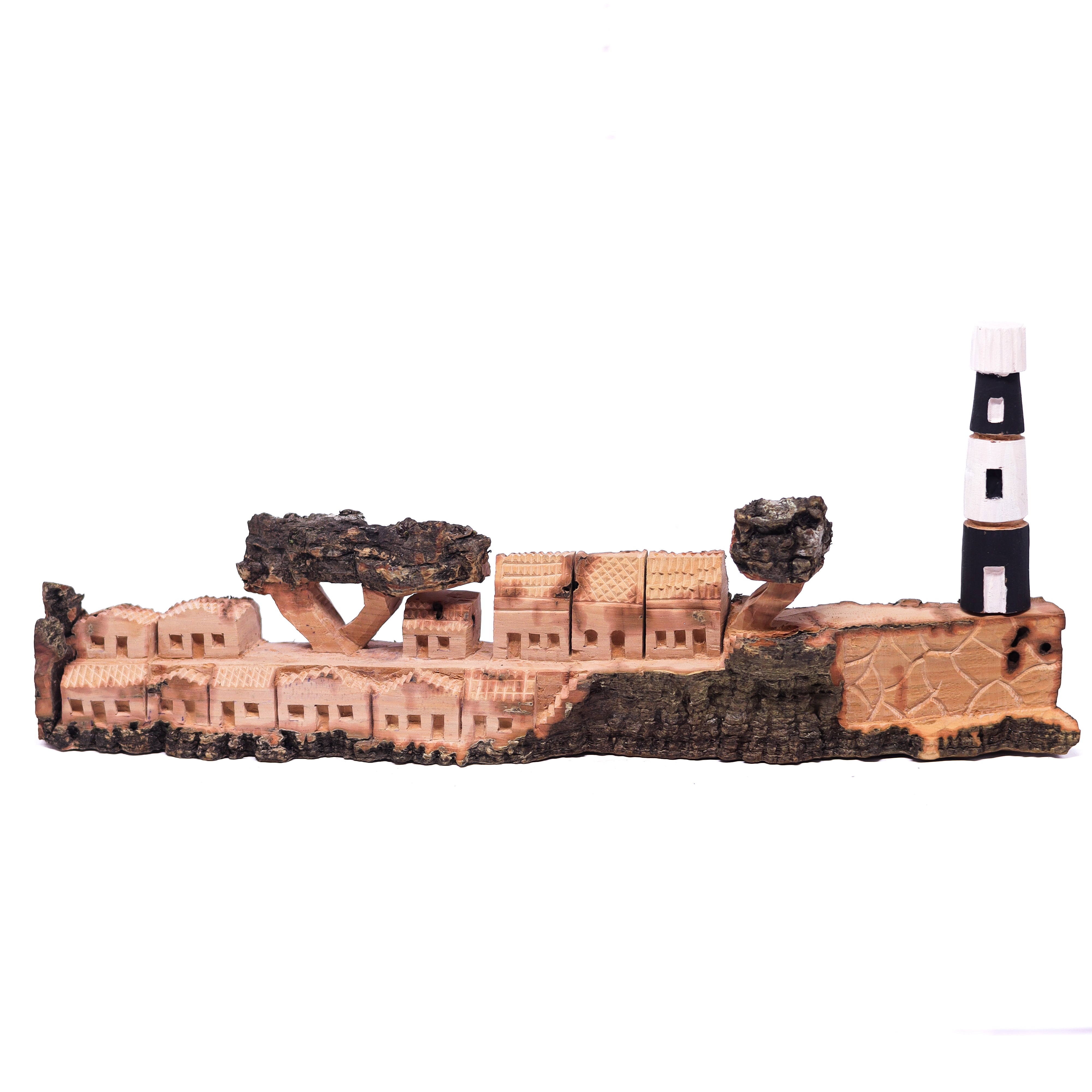 Escultura Casinha Talhada na Madeira CMS 32 cm