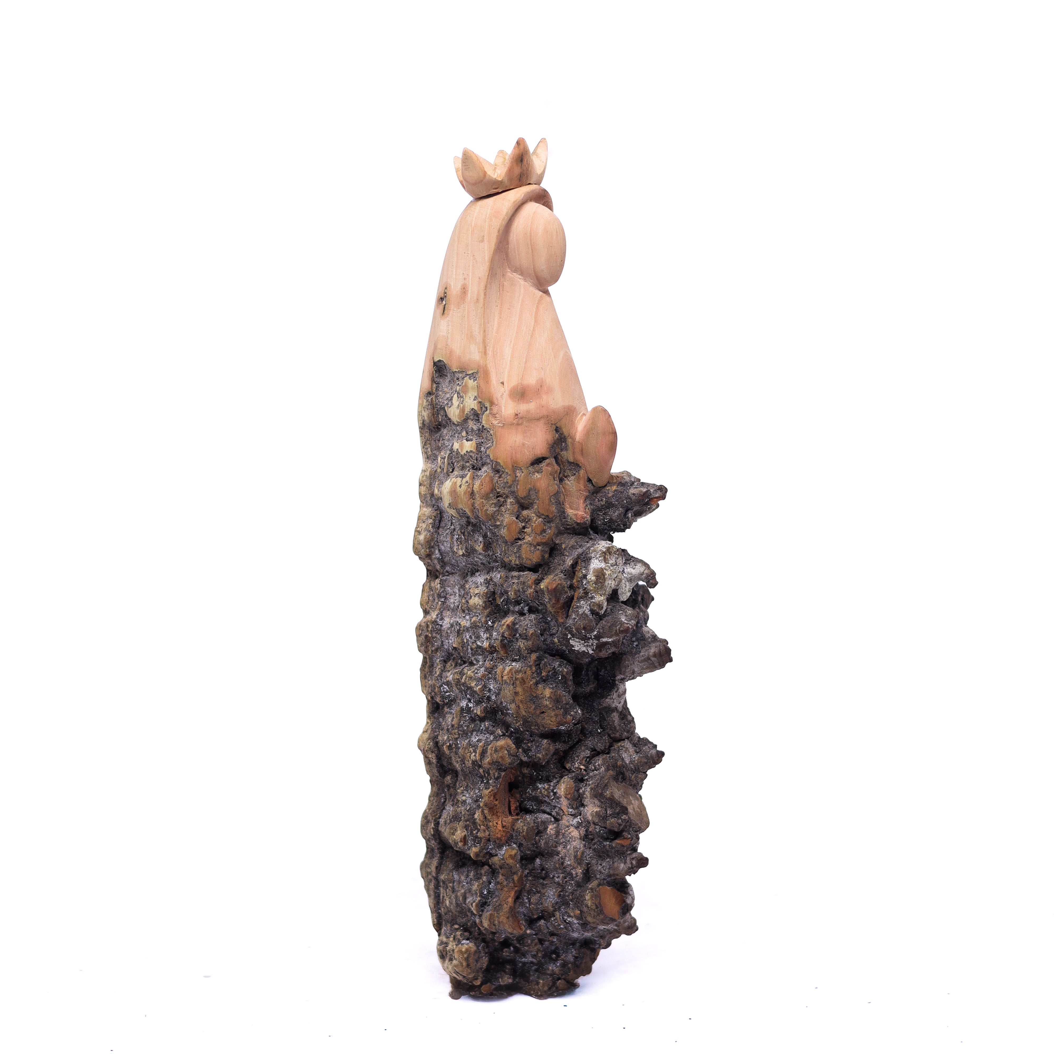 Escultura Santinha Talhada na Madeira CMS 21 cm