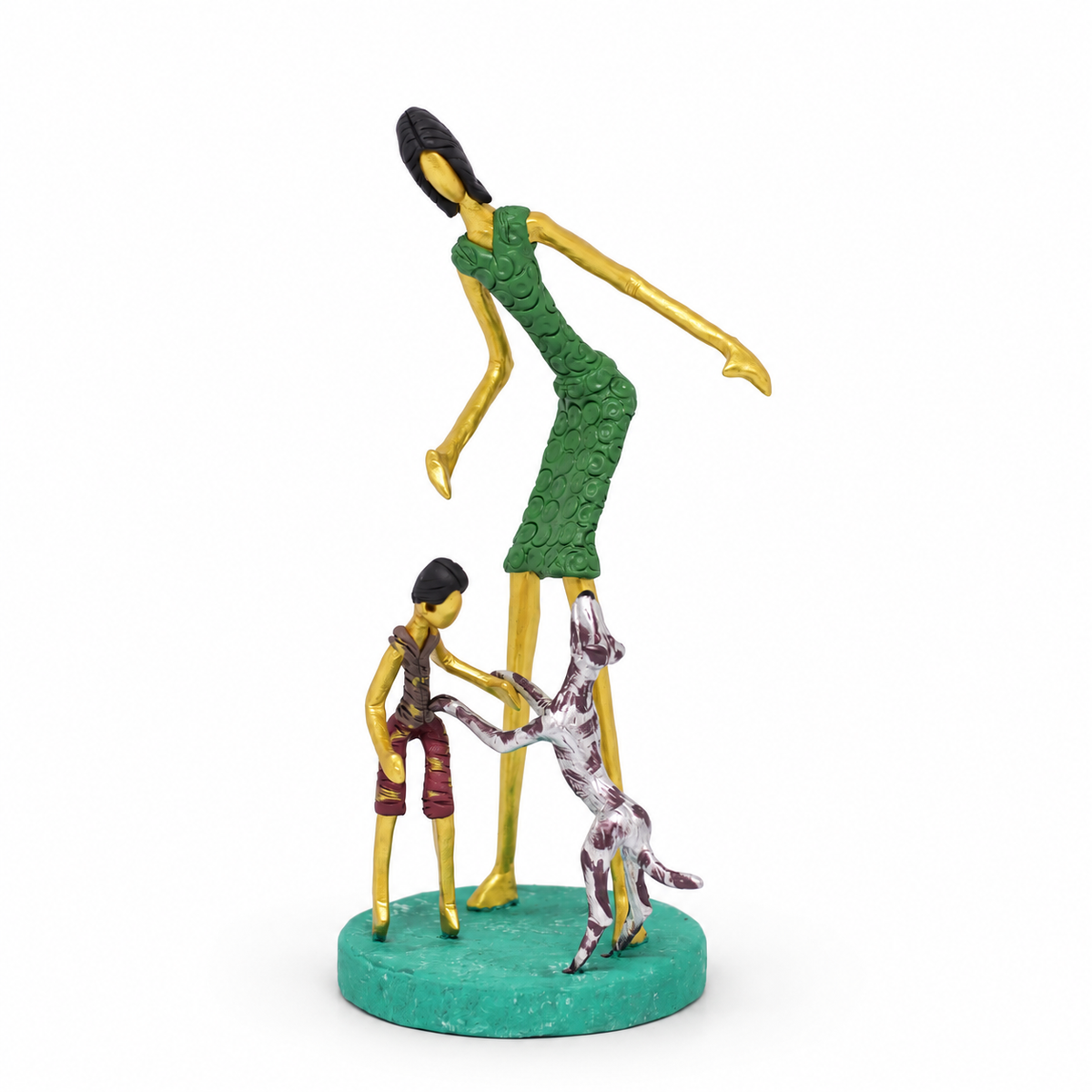Escultura Mãe e Filho com Cachorro G