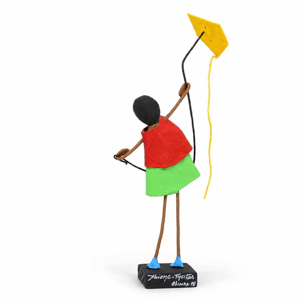 Escultura Brincadeira Infantil Empinando Pipa  - Vermelho