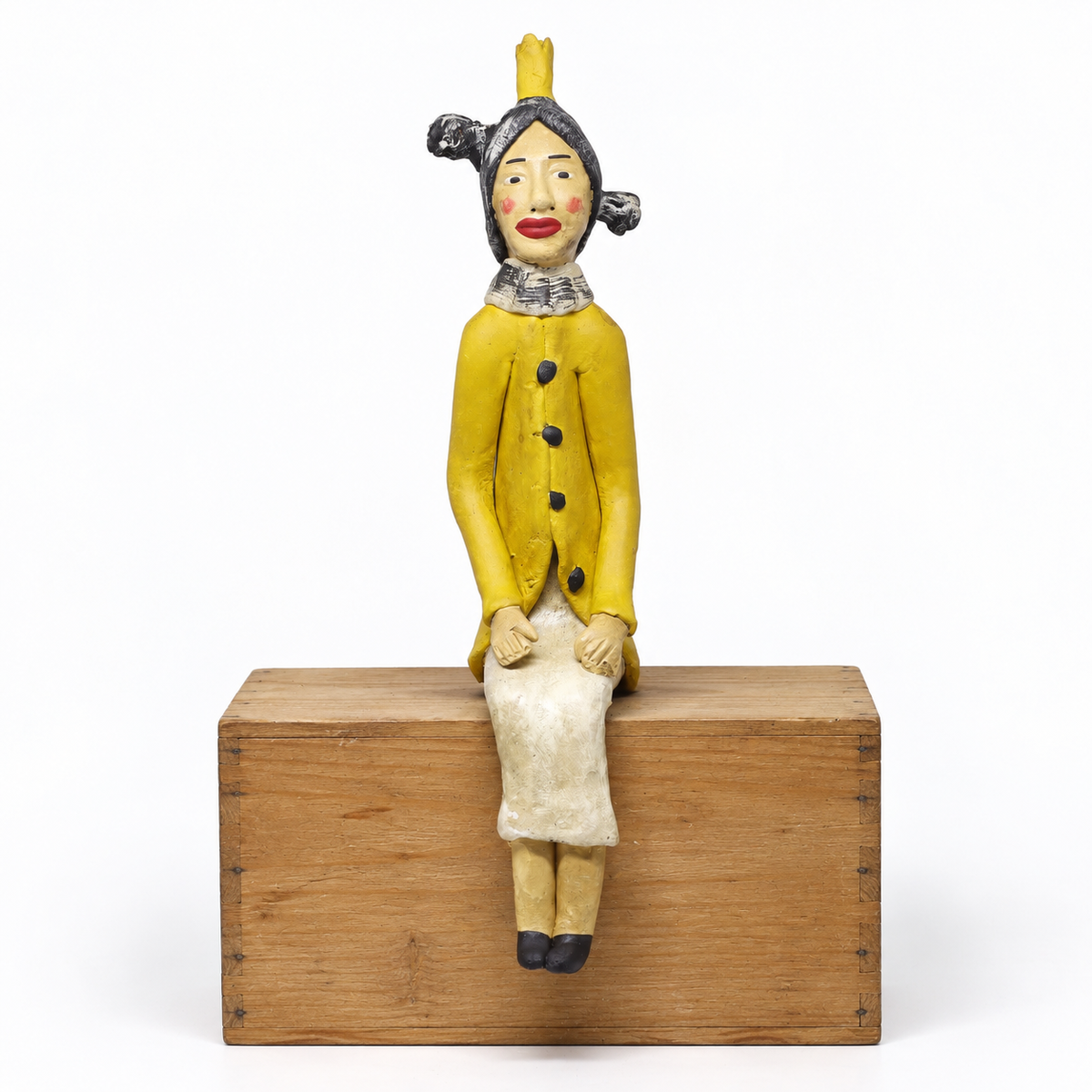 Escultura Palhaço Sentado em Cerâmica