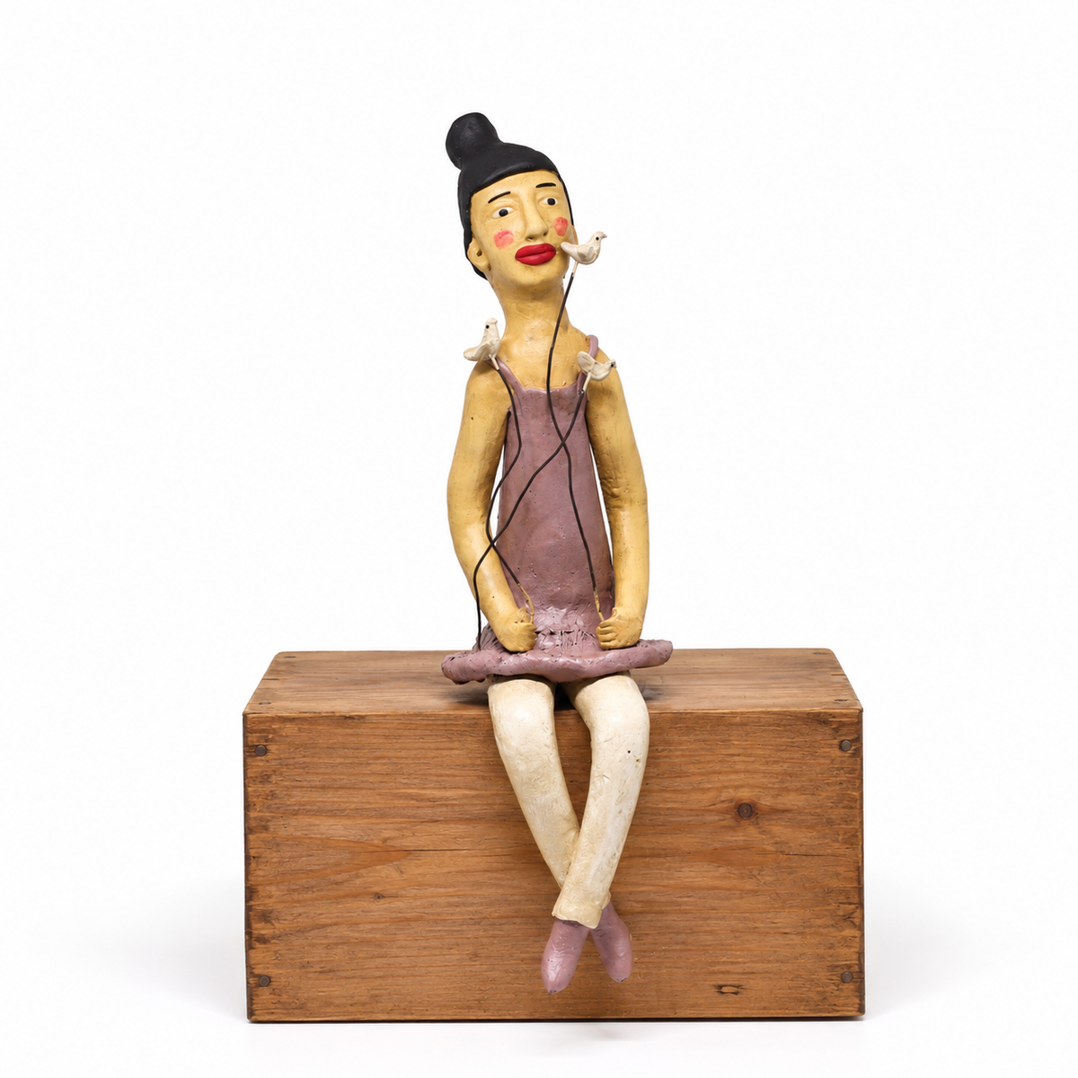Escultura Palhaço Sentado em Cerâmica