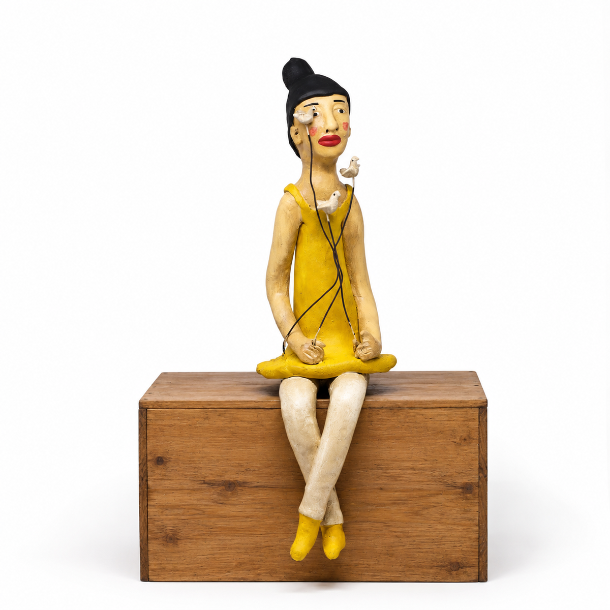 Escultura Palhaço Sentado em Cerâmica