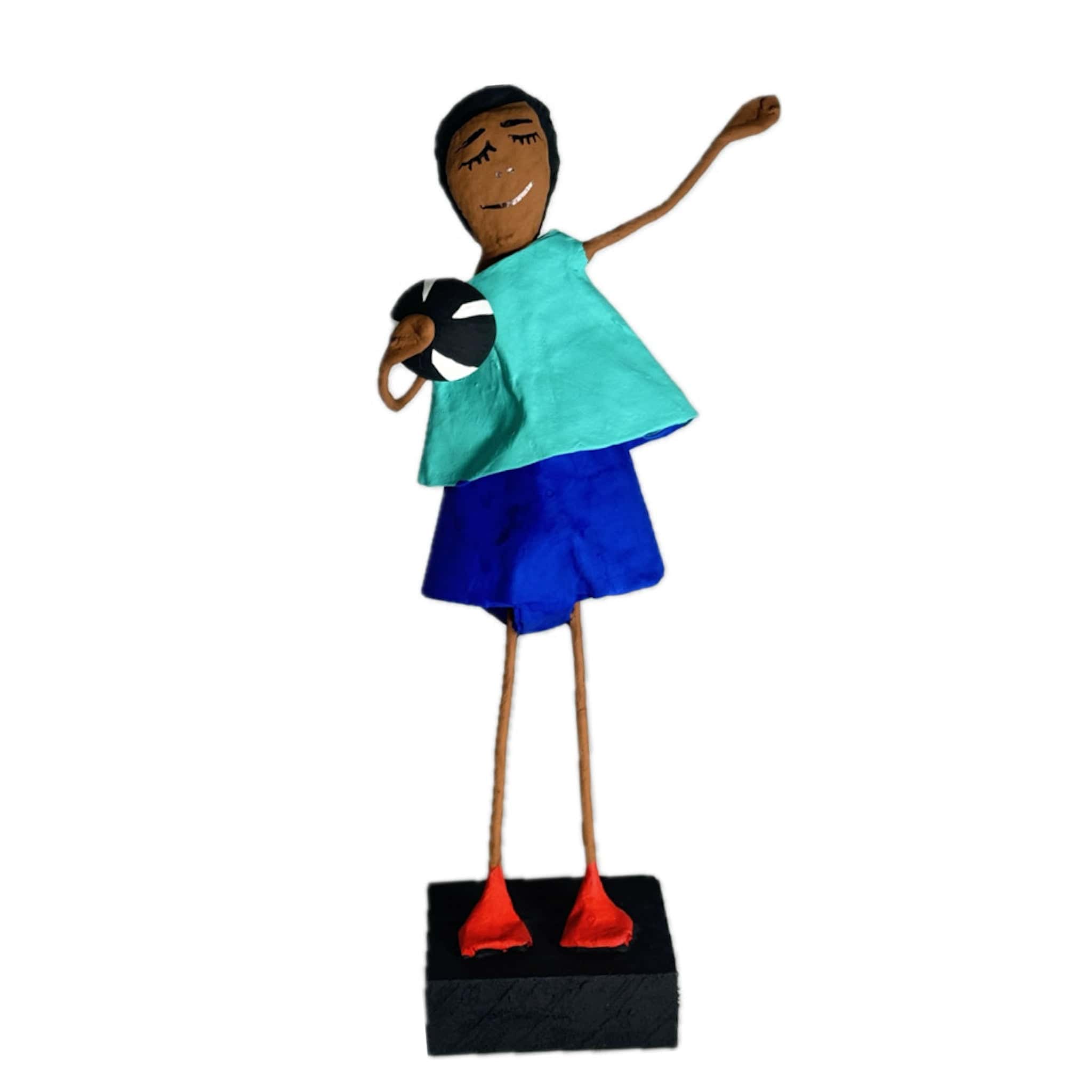 Escultura Brincadeira Infantil com Bola  - Azul 11