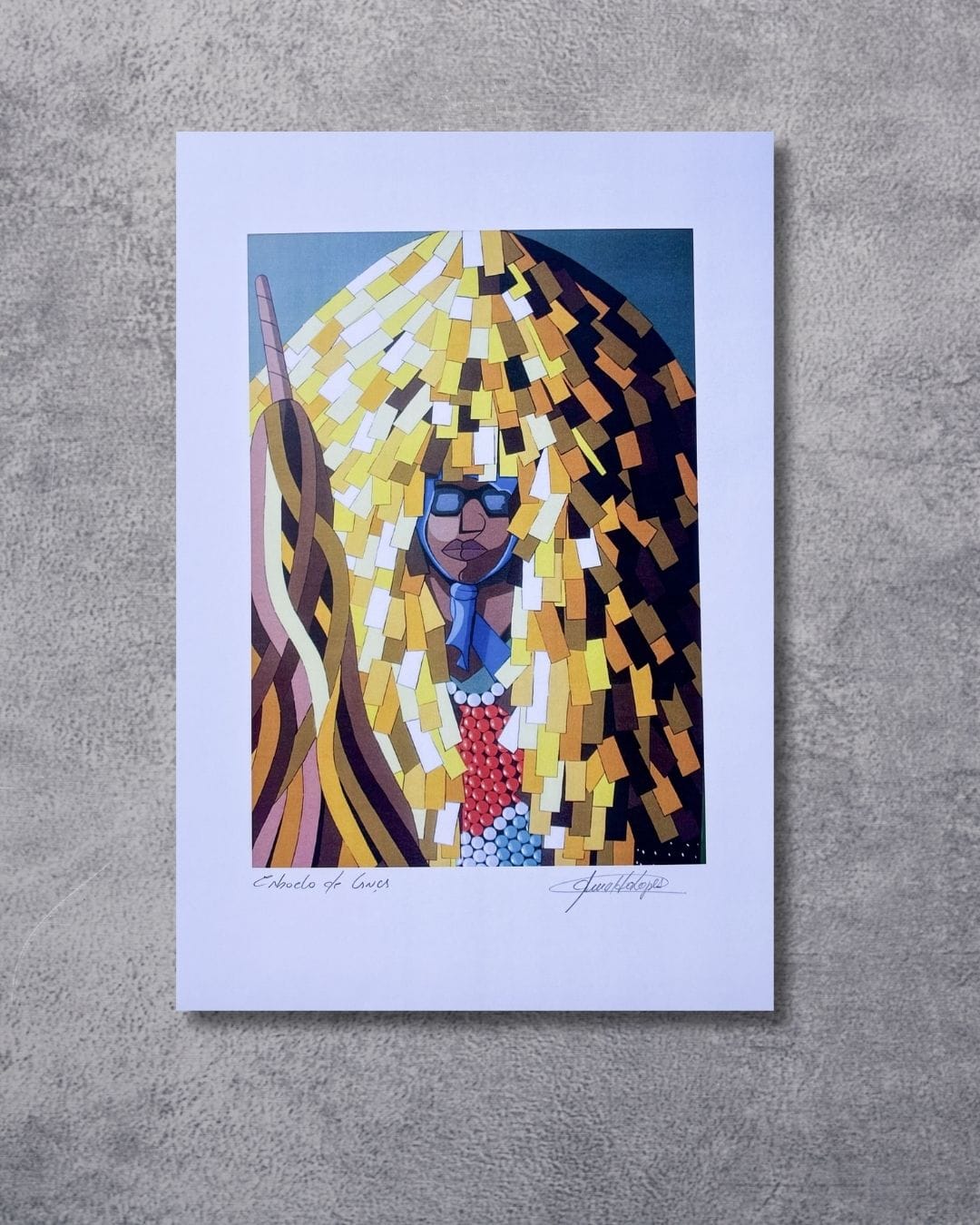 Gravura Caboclo de Lança Amarelo - 25,5 x 18 cm