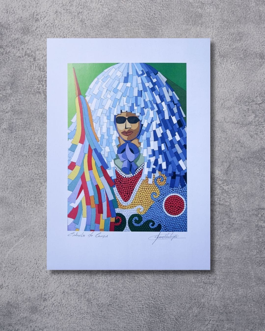 Gravura Caboclo de Lança Azul - 25,5 x 18 cm