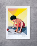 Gravura Menino Brincando com Pião - 25,5 x 18 cm