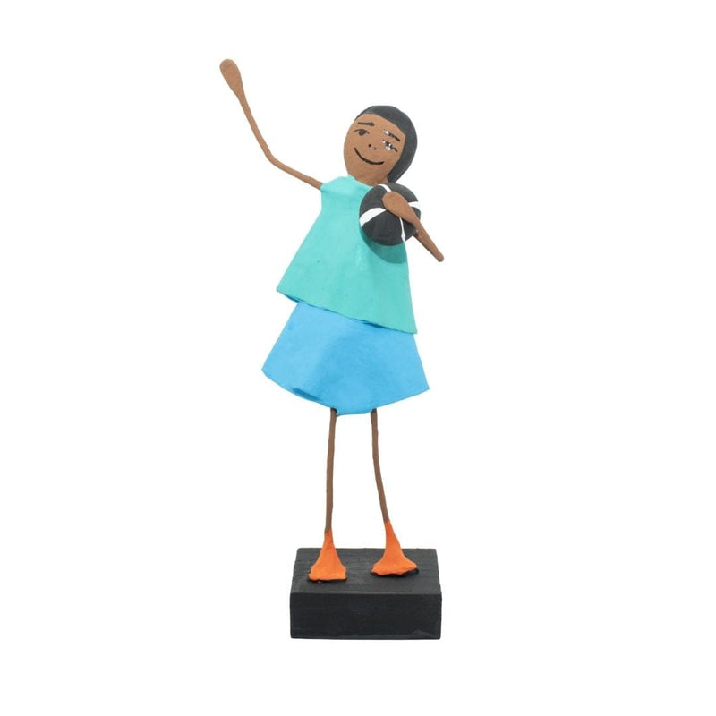 Escultura Brincadeira Infantil com Bola - Azul
