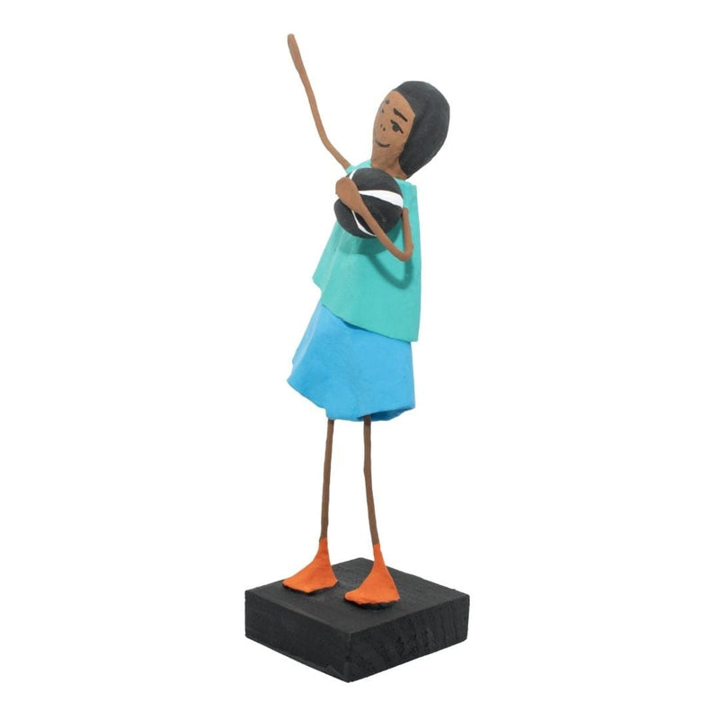 Escultura Brincadeira Infantil com Bola - Azul