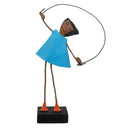 Escultura Brincadeira Infantil Pulando Corda - Azul