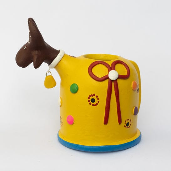 Escultura Bumbinha Porta Lápis em Cerâmica Amarelo