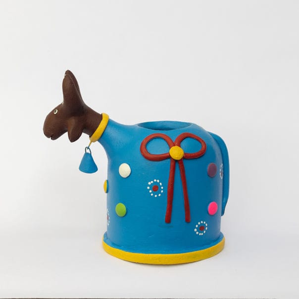 Escultura Bumbinha Porta Lápis em Cerâmica Azul