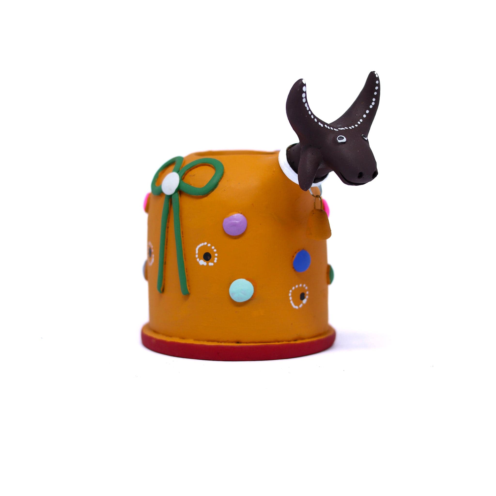 Escultura Bumbinha Porta Lápis em Cerâmica Laranja