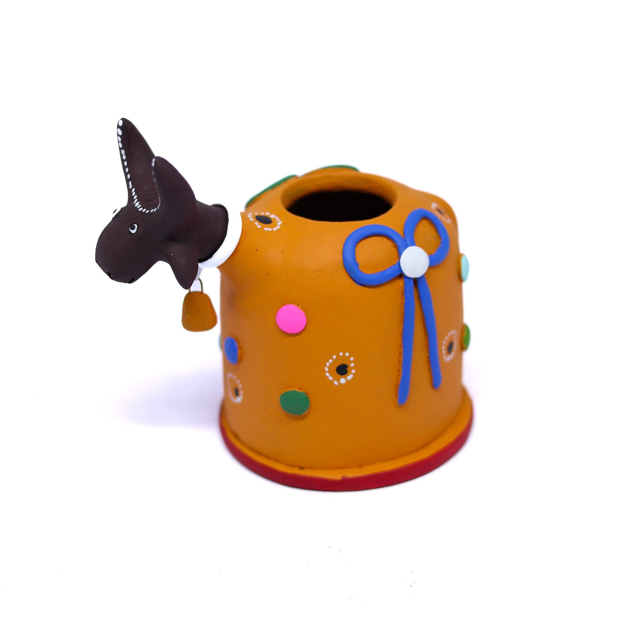 Escultura Bumbinha Porta Lápis em Cerâmica Laranja