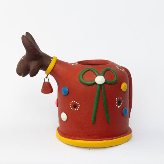 Escultura Bumbinha Porta Lápis em Cerâmica Vermelho