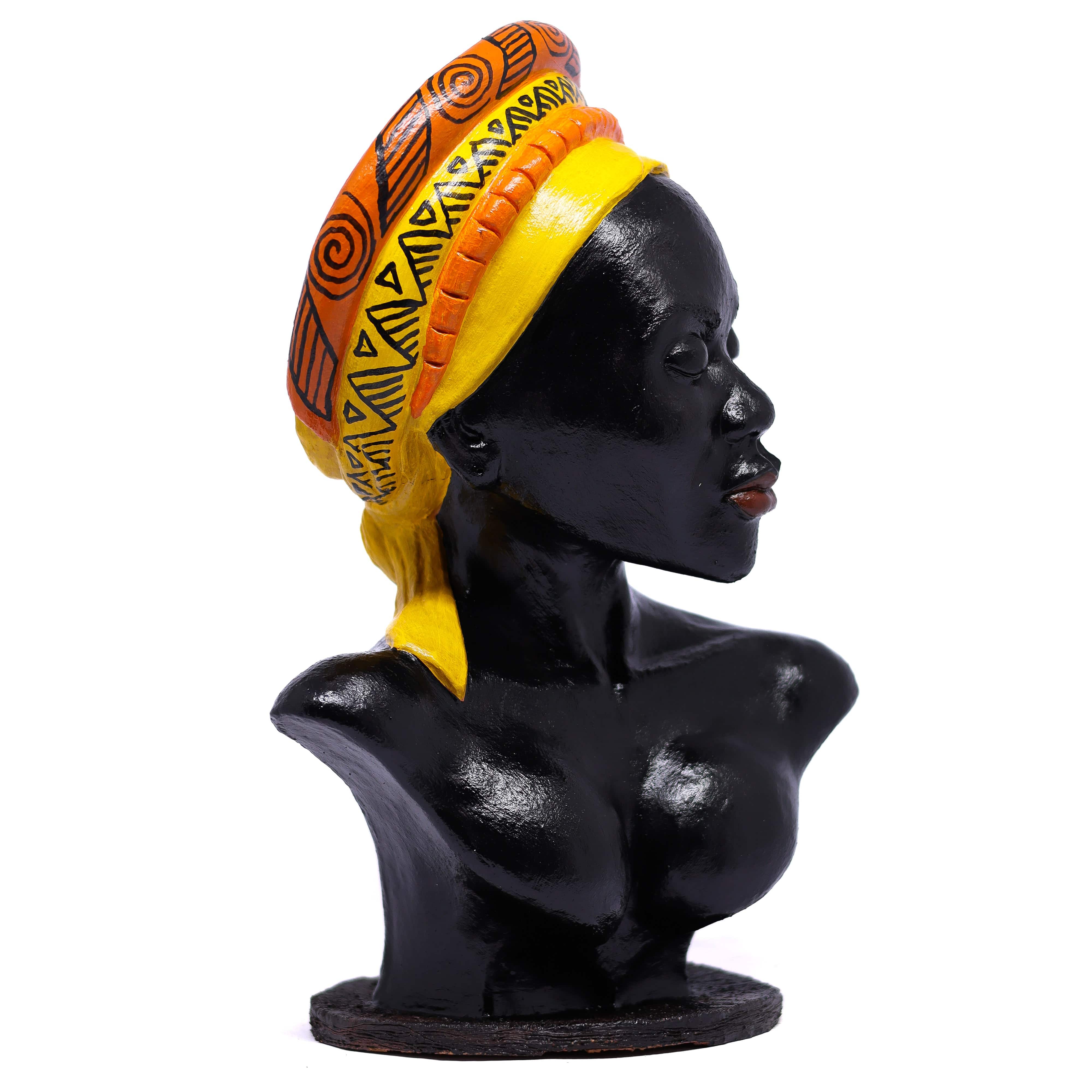 Escultura Busto Agojie em Cerâmica