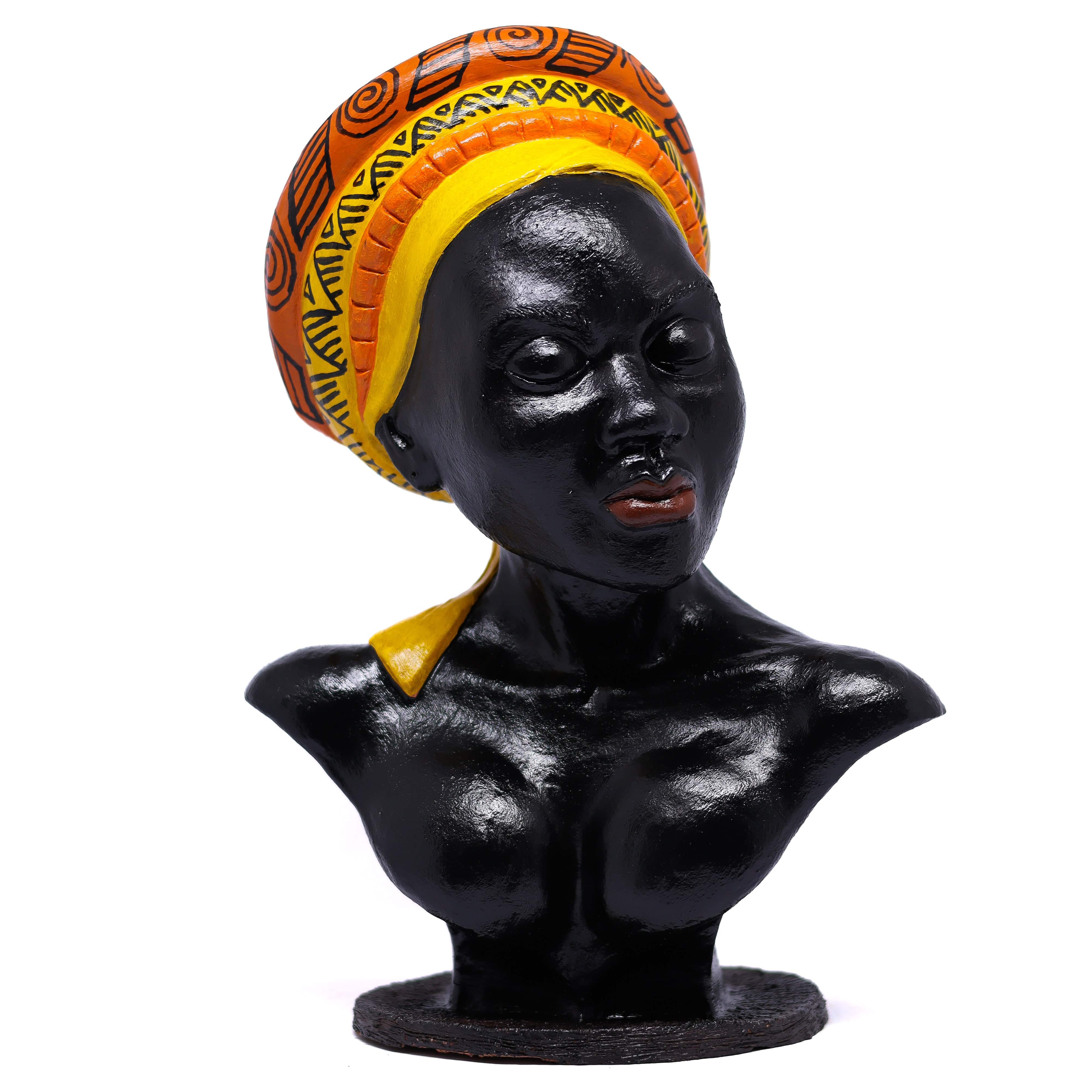 Escultura Busto Agojie em Cerâmica