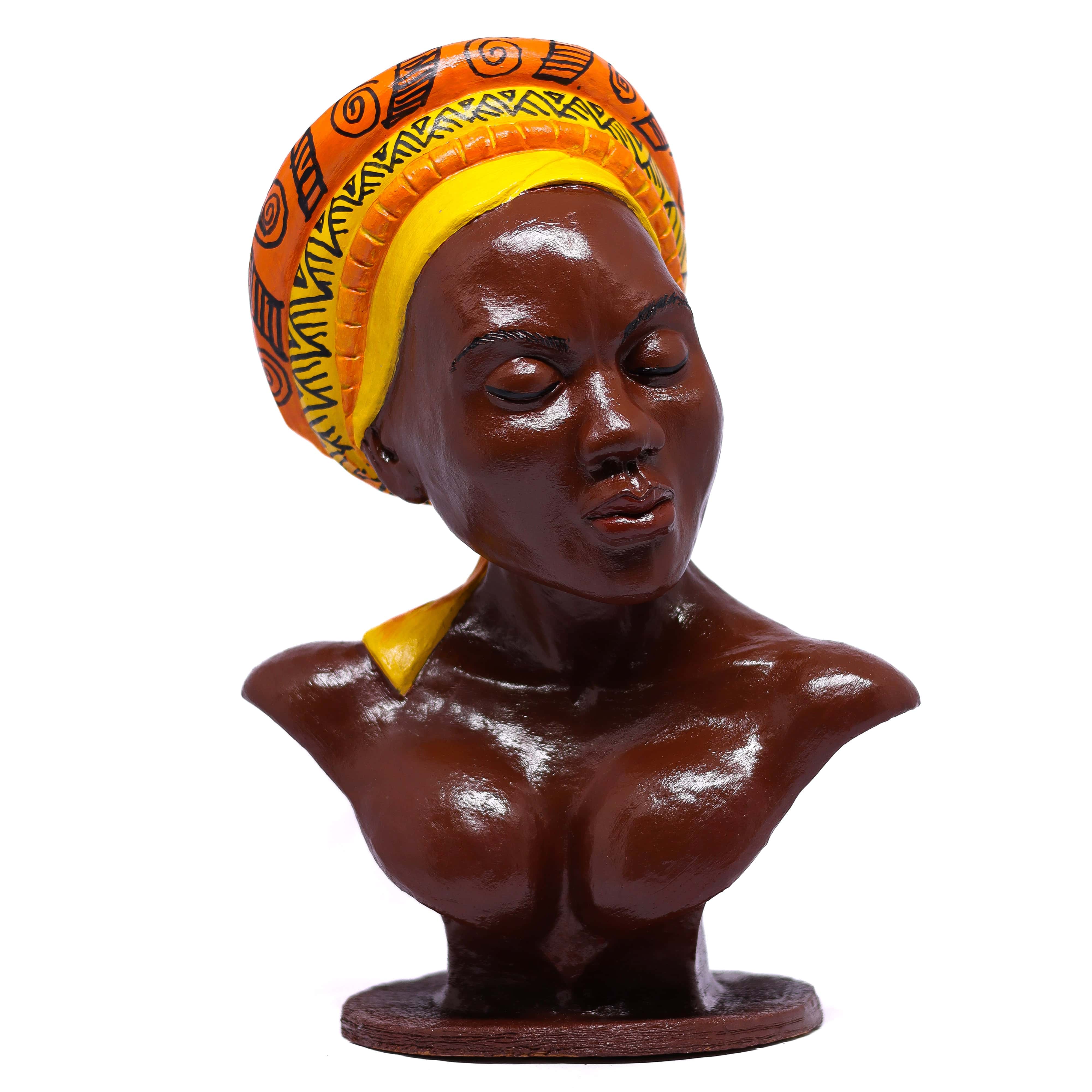 Escultura Busto Agojie em Cerâmica