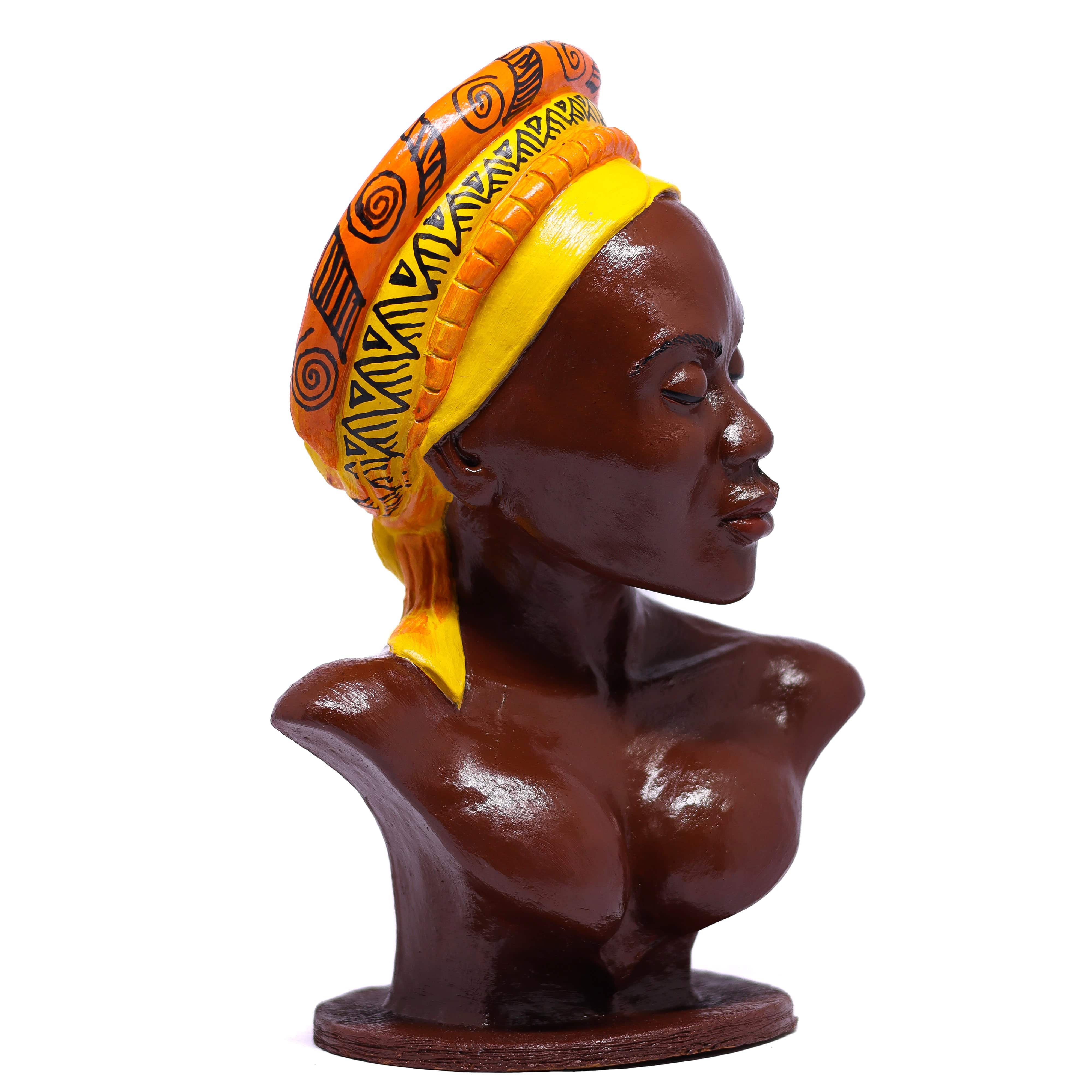 Escultura Busto Agojie em Cerâmica