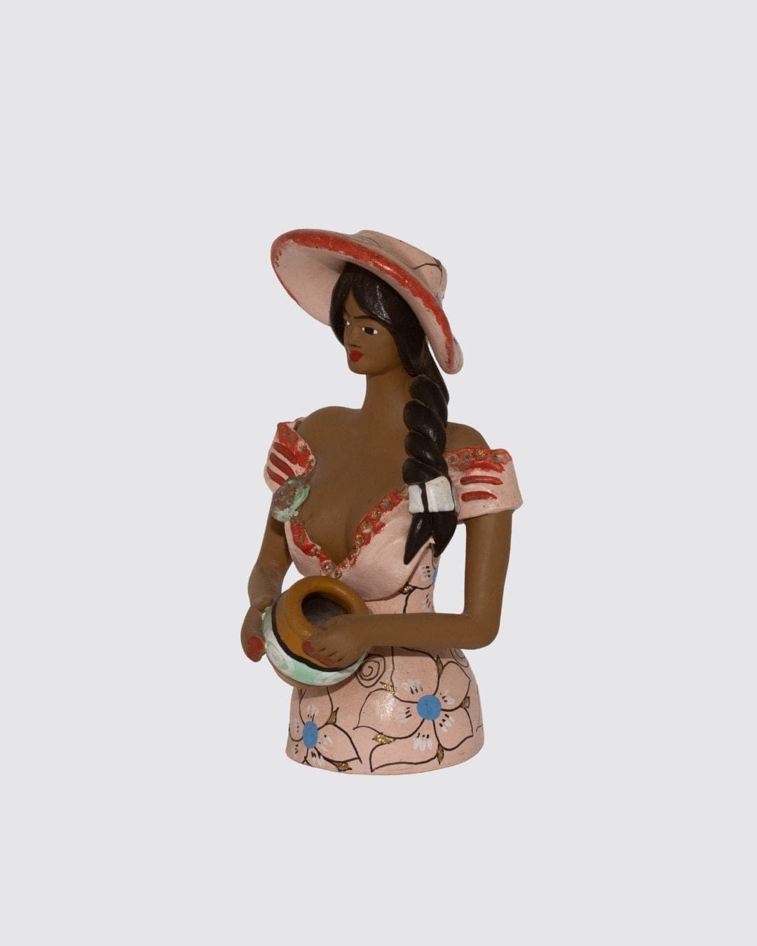 Escultura Busto Cigana de Chapéu em Cerâmica