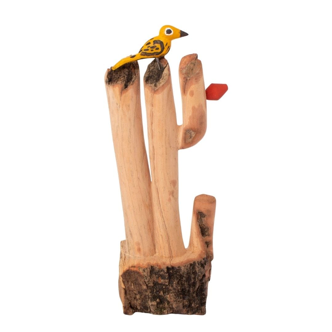 Escultura  Cacto Talhado na Madeira CMS M 01