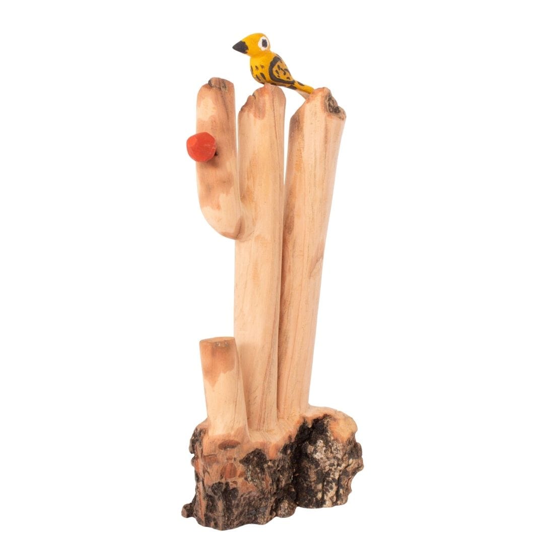 Escultura  Cacto Talhado na Madeira CMS M 01