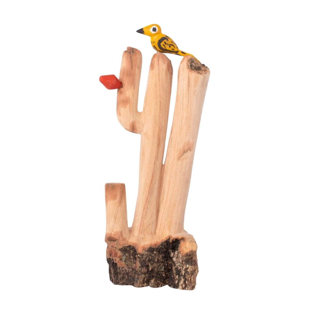 Escultura  Cacto Talhado na Madeira CMS M 01