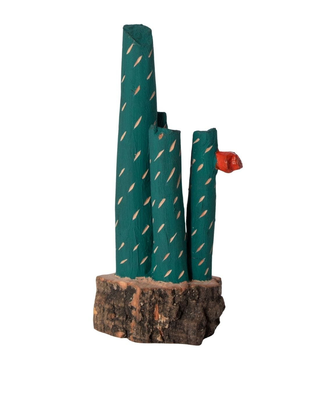 Escultura Cacto Talhado na Madeira CMS M 02