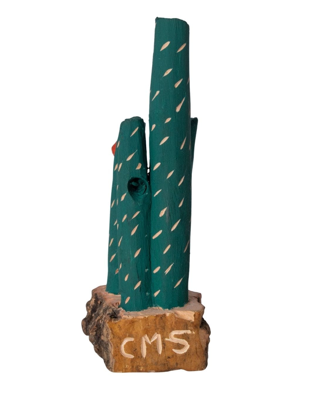 Escultura Cacto Talhado na Madeira CMS M 02