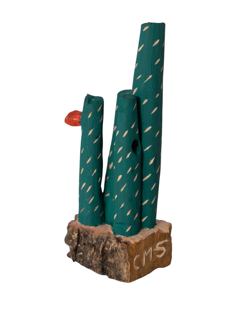 Escultura Cacto Talhado na Madeira CMS