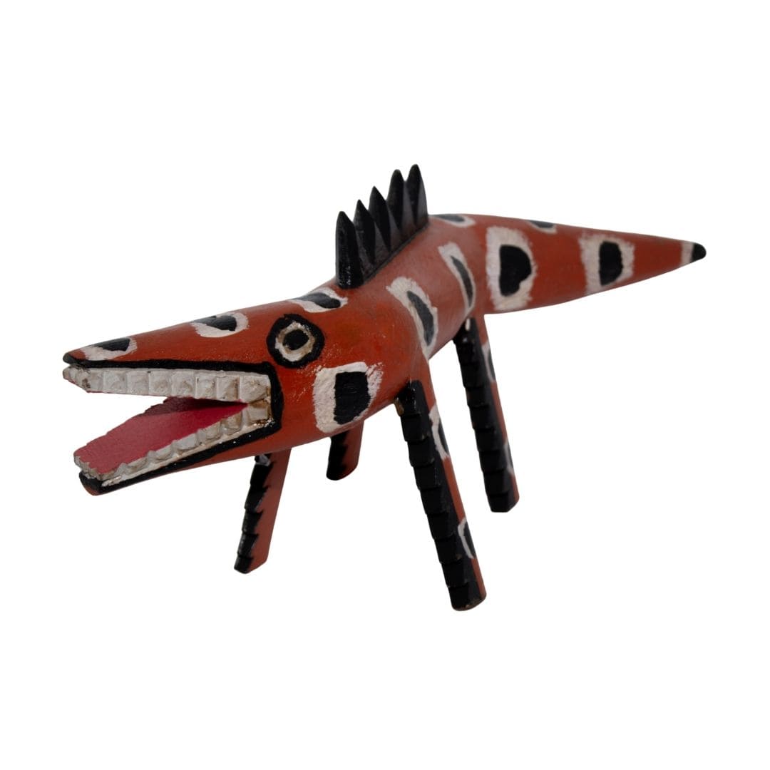 Escultura Calango em Madeira