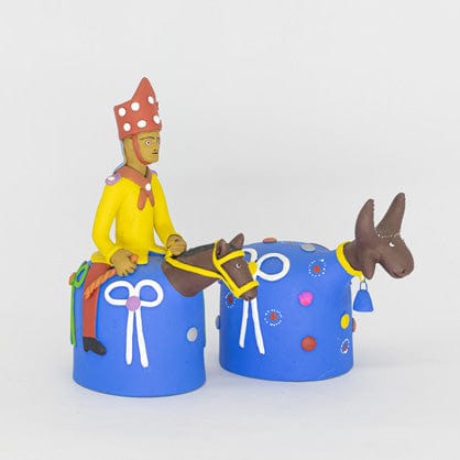 Escultura Casal Cavalo Marinho Azul P
