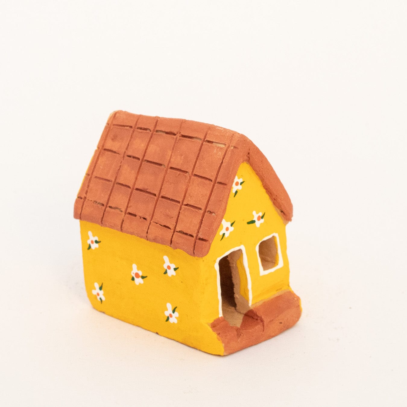 Escultura Casinha Amarela em Cerâmica