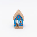 Escultura Casinha Azul em Cerâmica