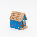 Escultura Casinha Azul em Cerâmica