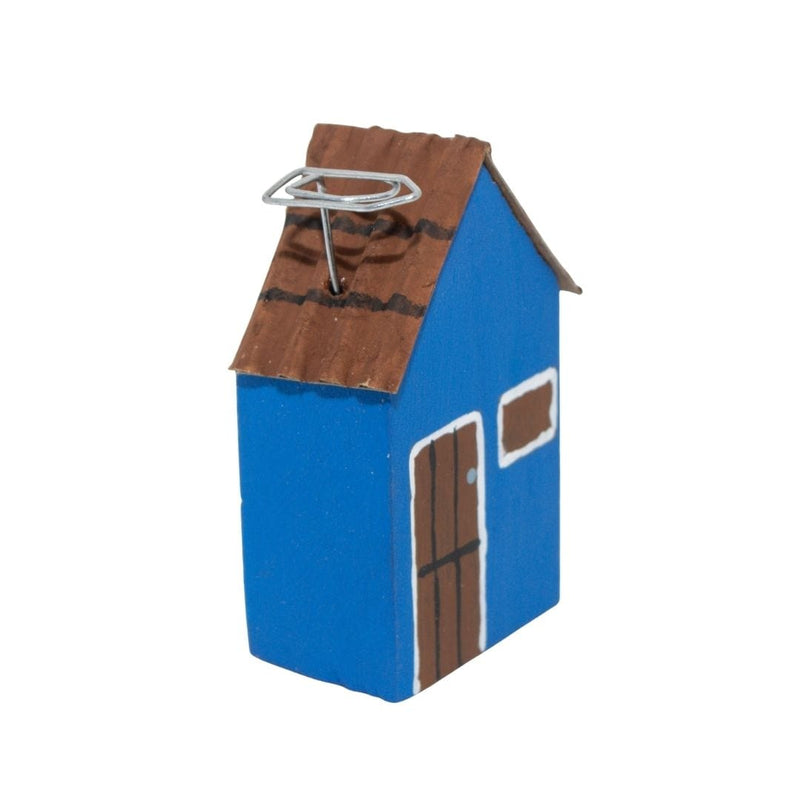Escultura Casinha Madeira Azul