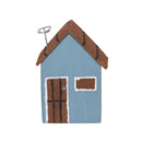 Escultura Casinha Madeira Azul Claro