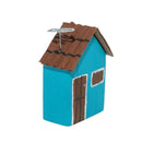 Escultura Casinha Madeira Azul Claro