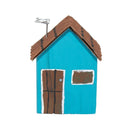 Escultura Casinha Madeira Azul Claro