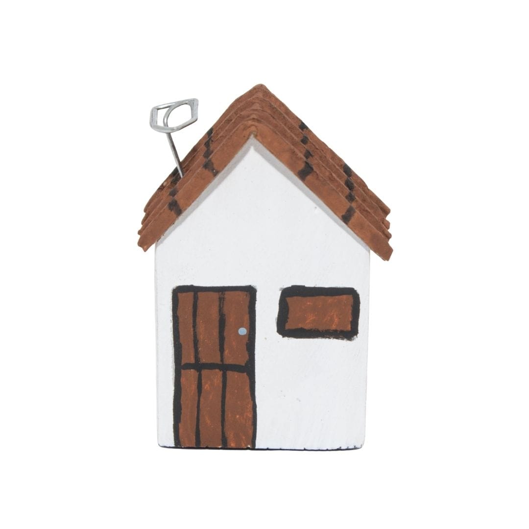 Escultura Casinha Madeira Branca