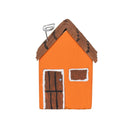 Escultura Casinha Madeira Laranja