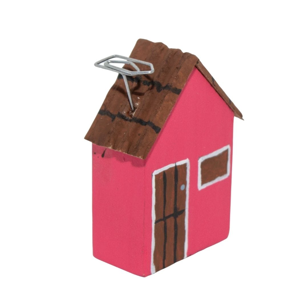 Escultura Casinha Madeira Rosa