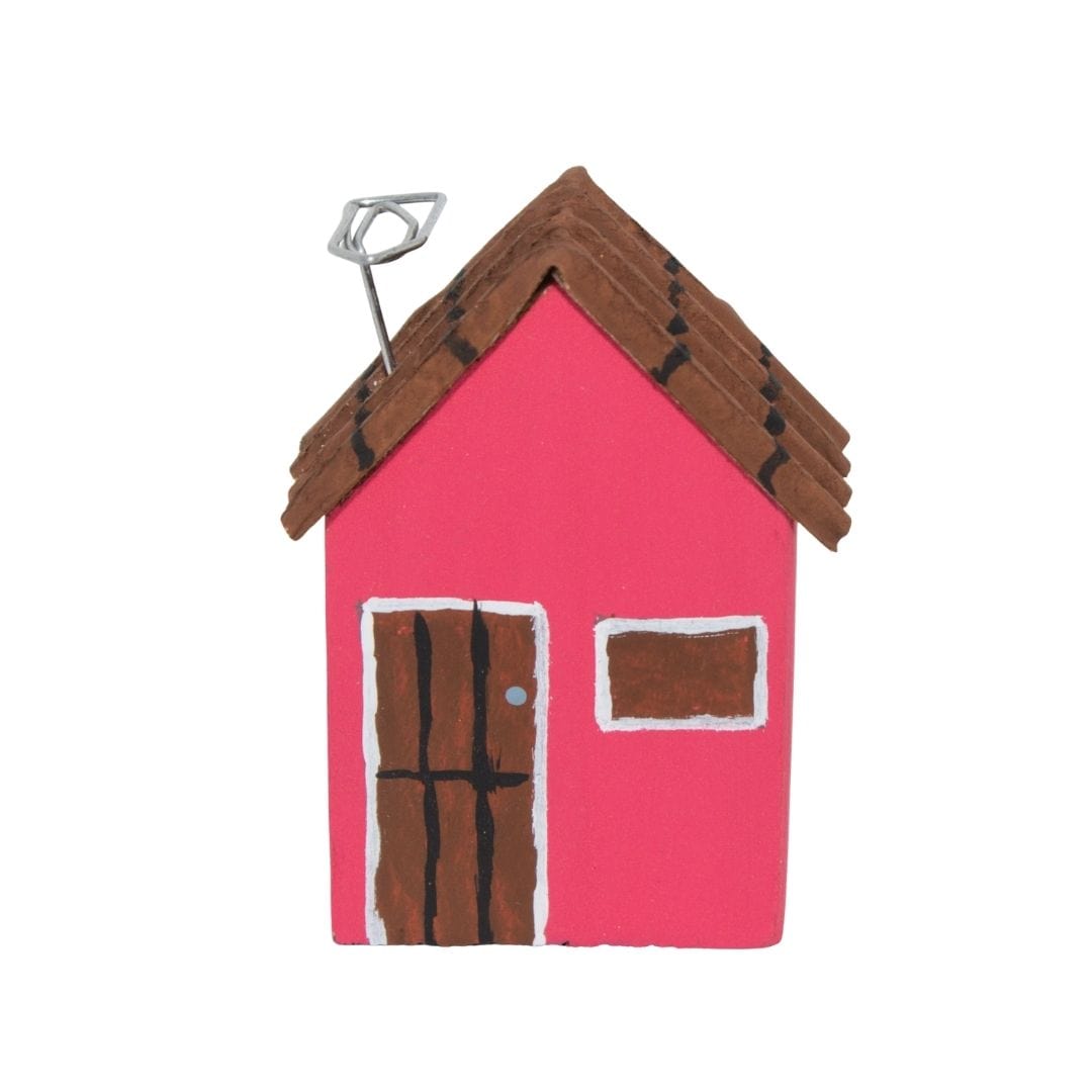 Escultura Casinha Madeira Rosa