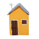 Escultura casinha madeira verde amarela