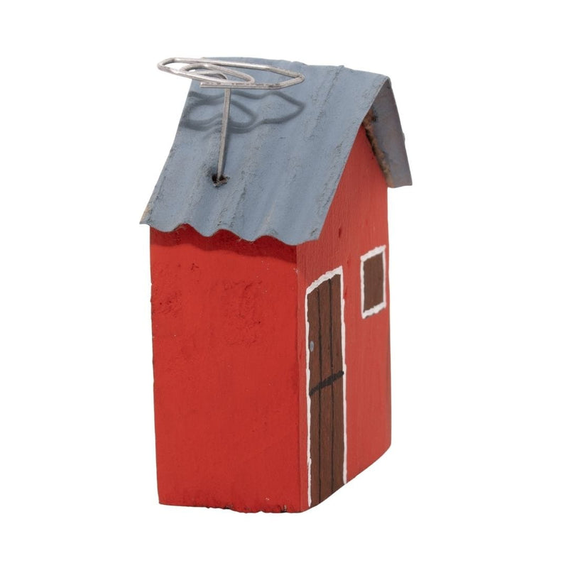 Escultura casinha madeira vermelha