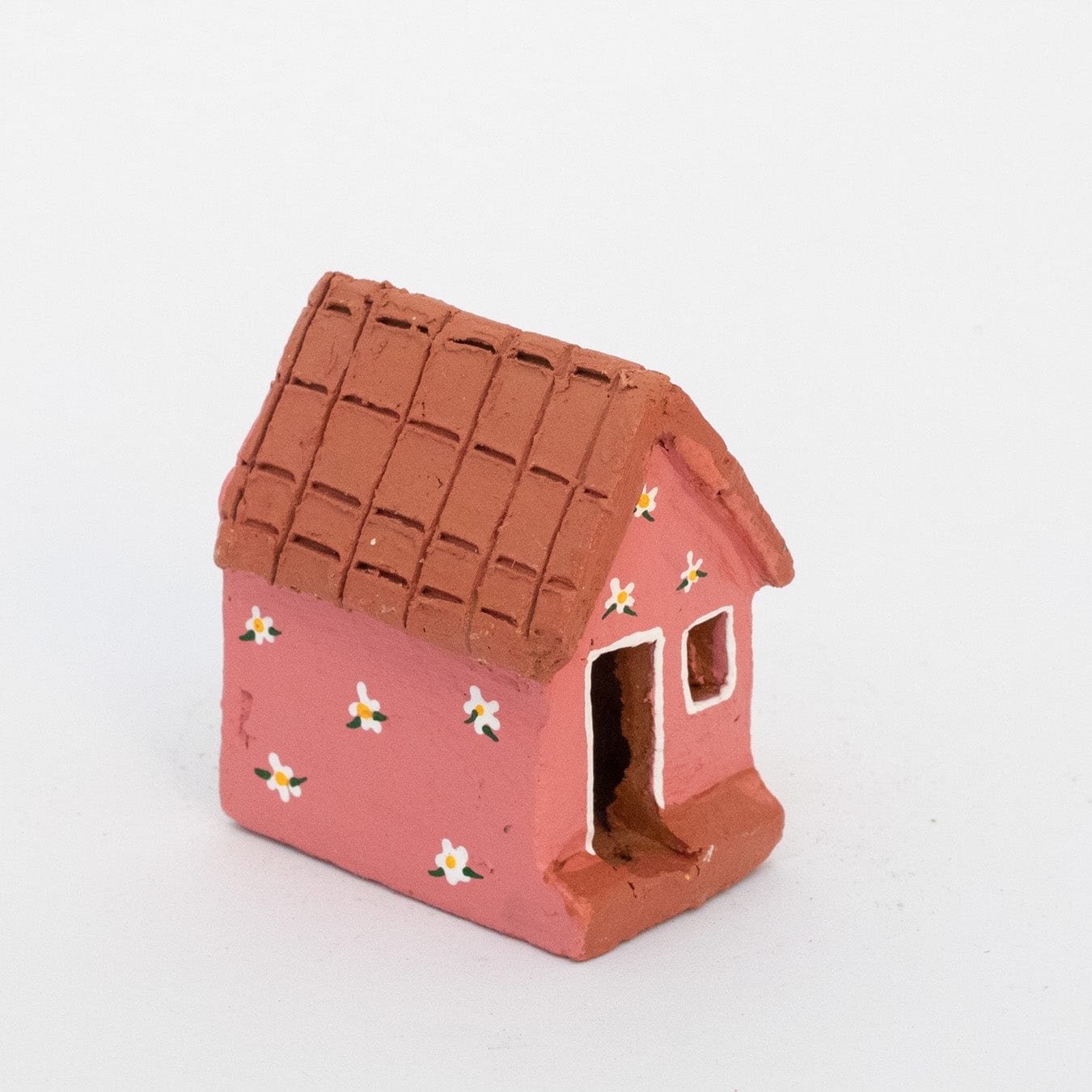 Escultura Casinha Rosa em Cerâmica