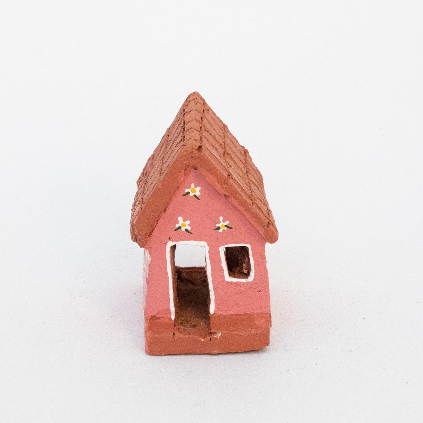 Escultura Casinha Rosa em Cerâmica