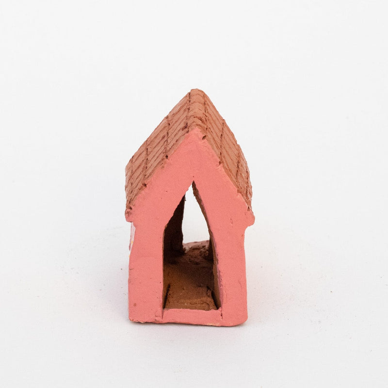 Escultura Casinha Rosa em Cerâmica