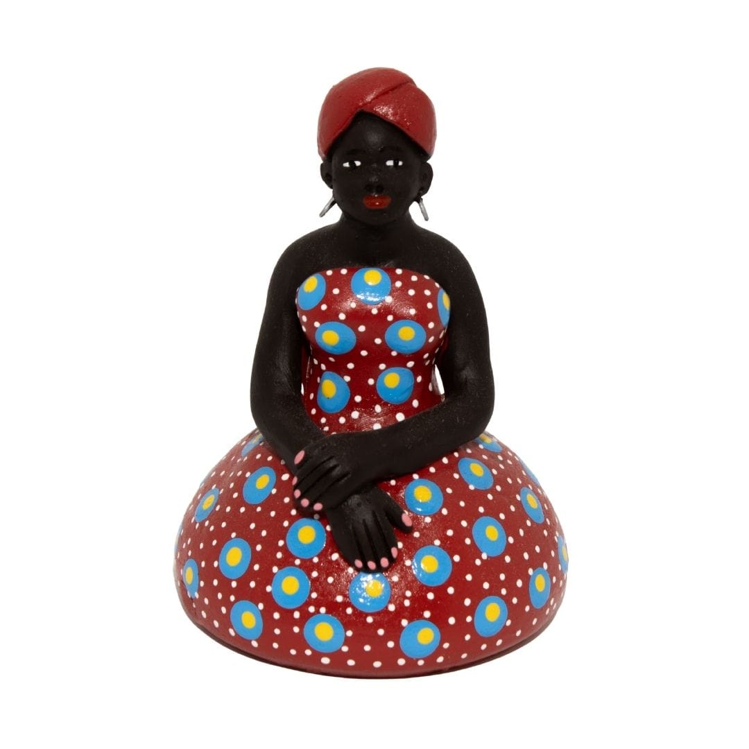 Escultura Dondoca baiana com vestido Vermelho